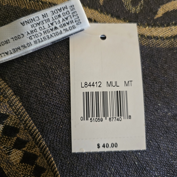 Accessory Street Elegant Black/Gold/Tan Paisley Check Scarf - Picture 9 of 10